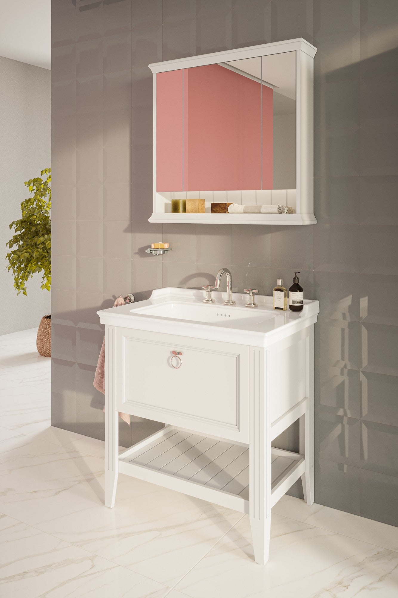 Vitra Valarte Spiegelkast Mat Wit 80Cm