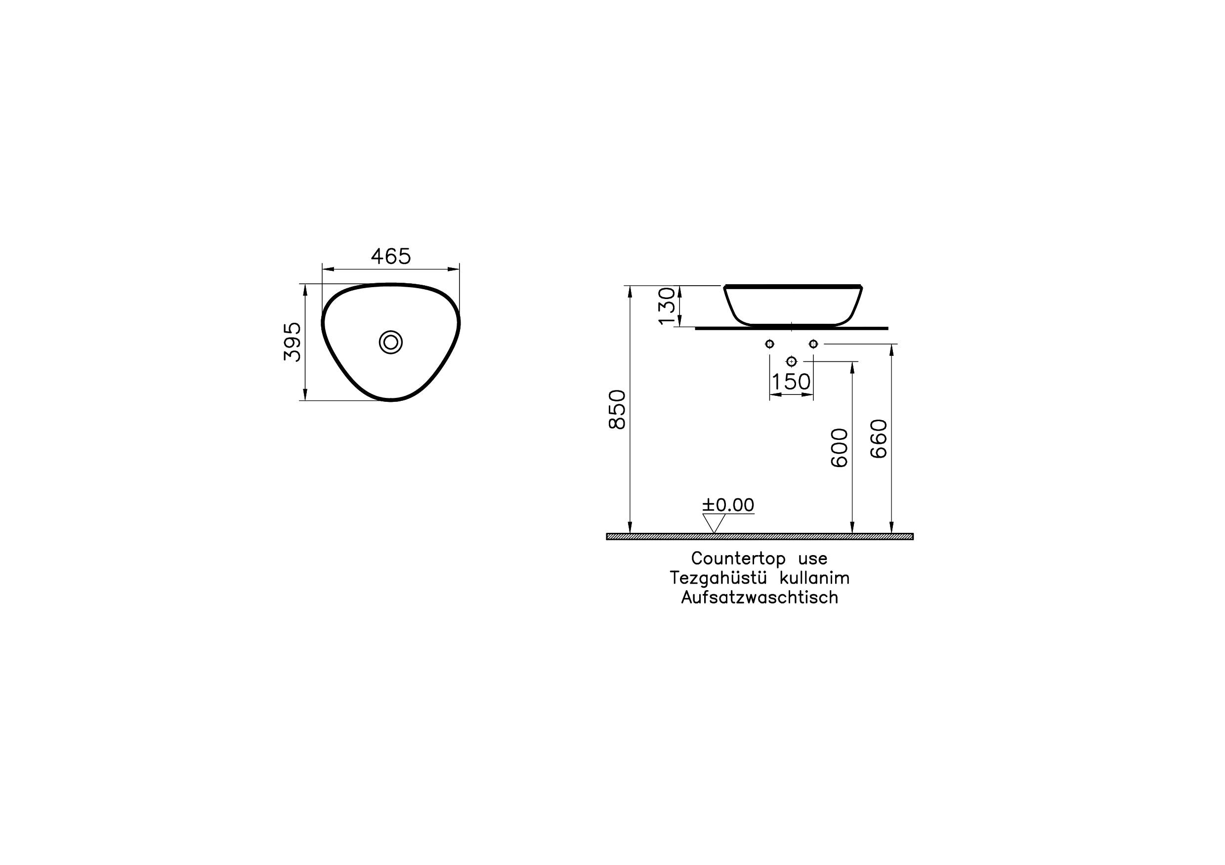 Vitra Plural Wastafel Wit Driehoek