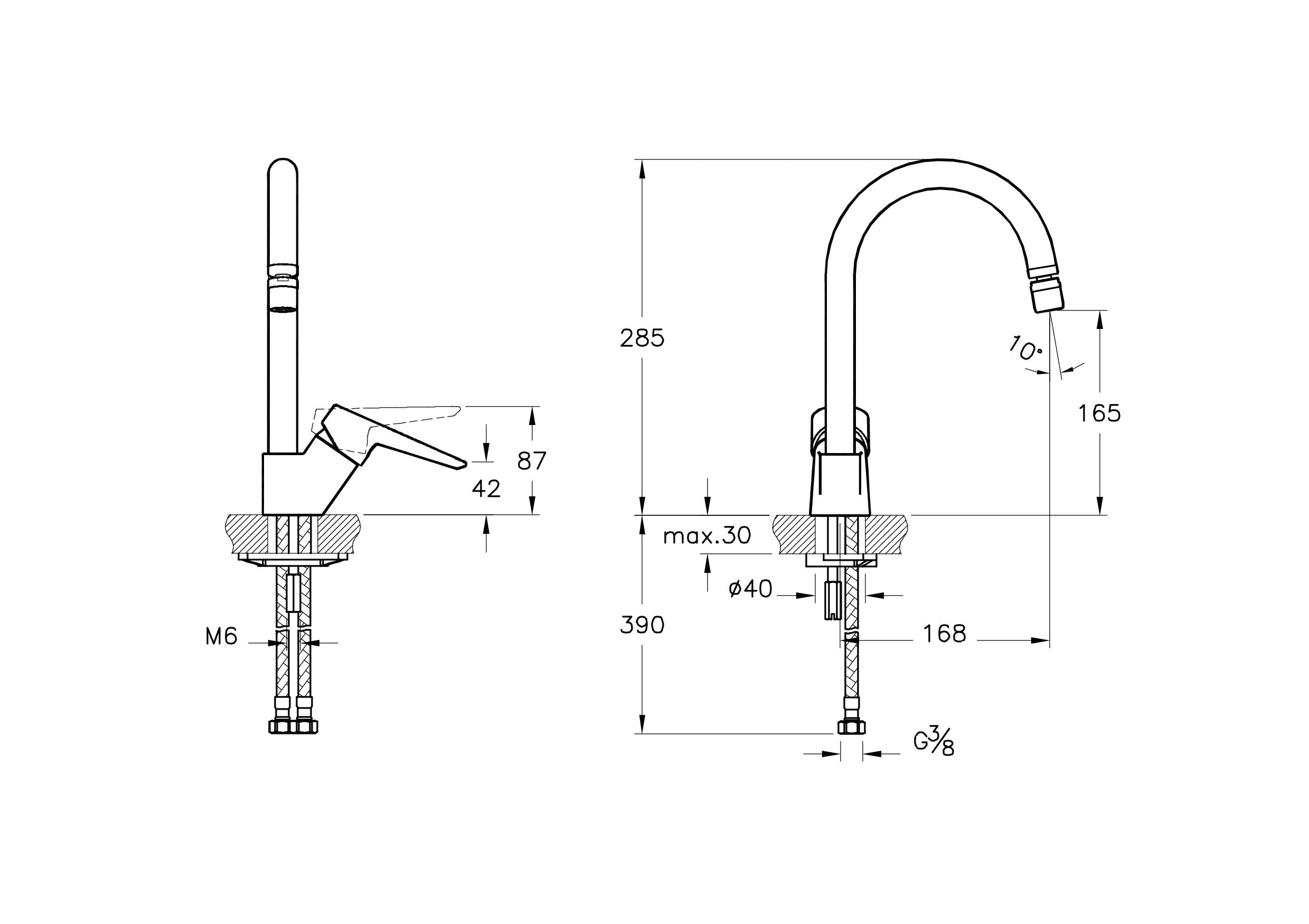 Vitra Solid S Keukenkraan Chroom