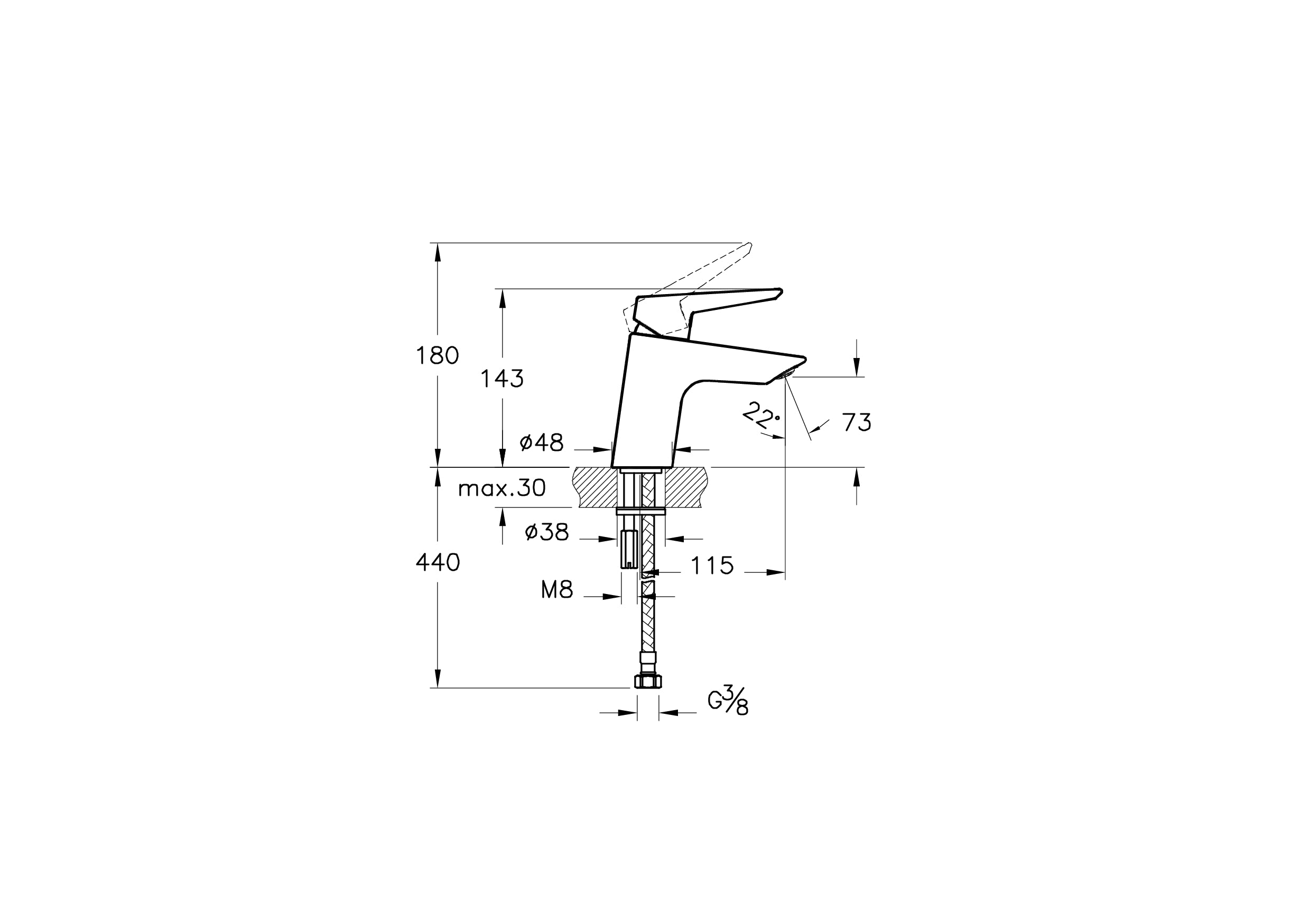 Vitra Solid S Wastafelkraan Chroom