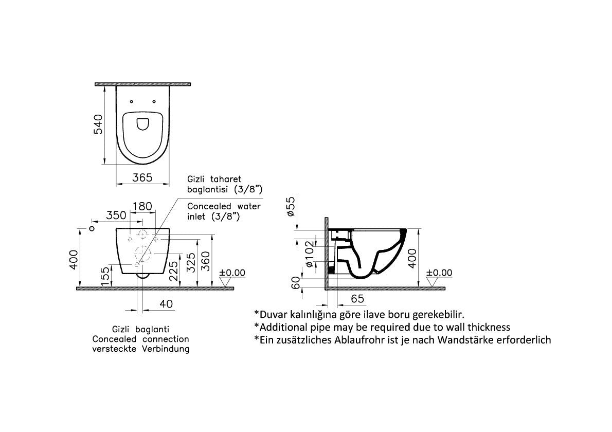 Vitra Sento Rim-Ex Wandcloset Met Bidet