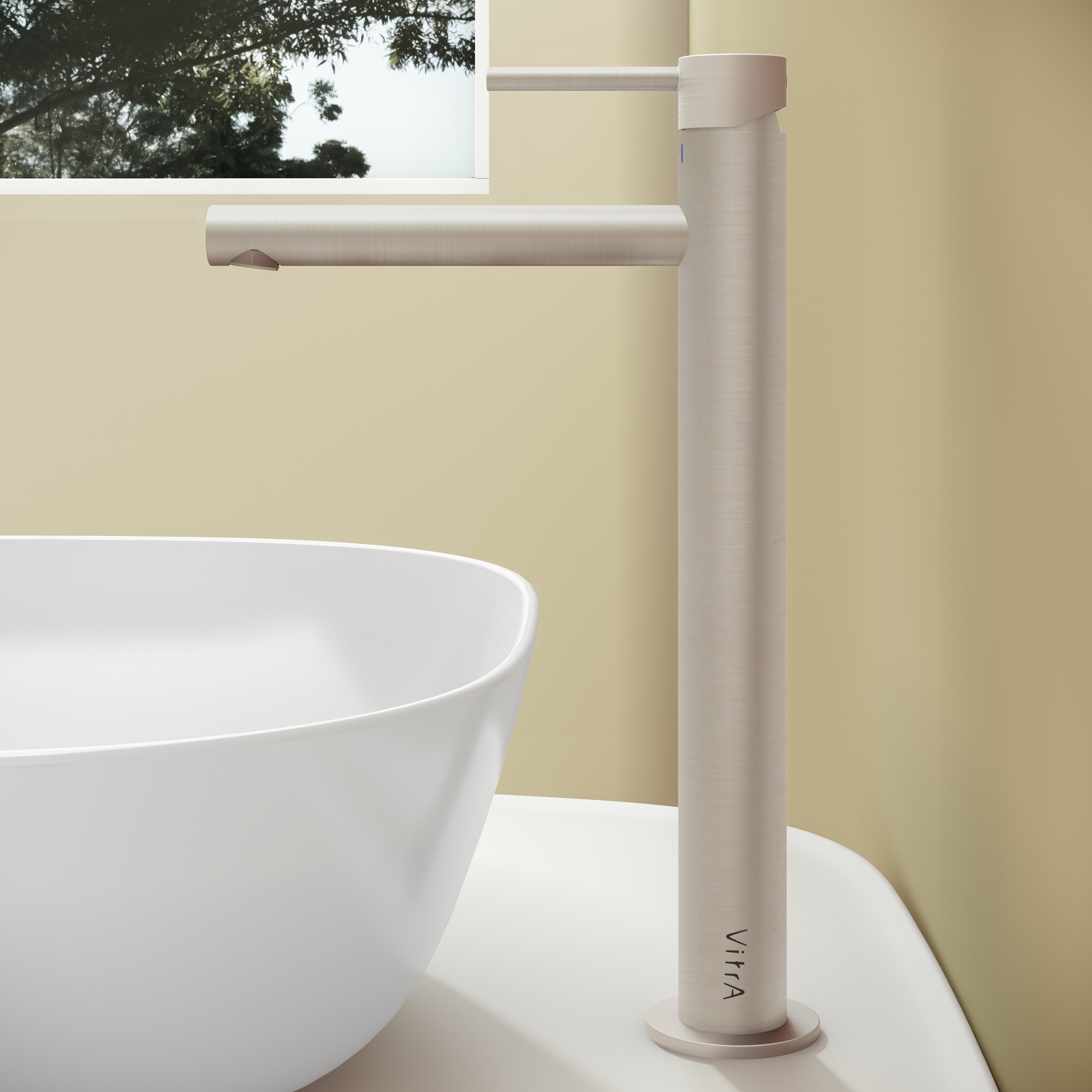 Vitra Origin Wastafelkraan Groot Geborsteld Nikkel