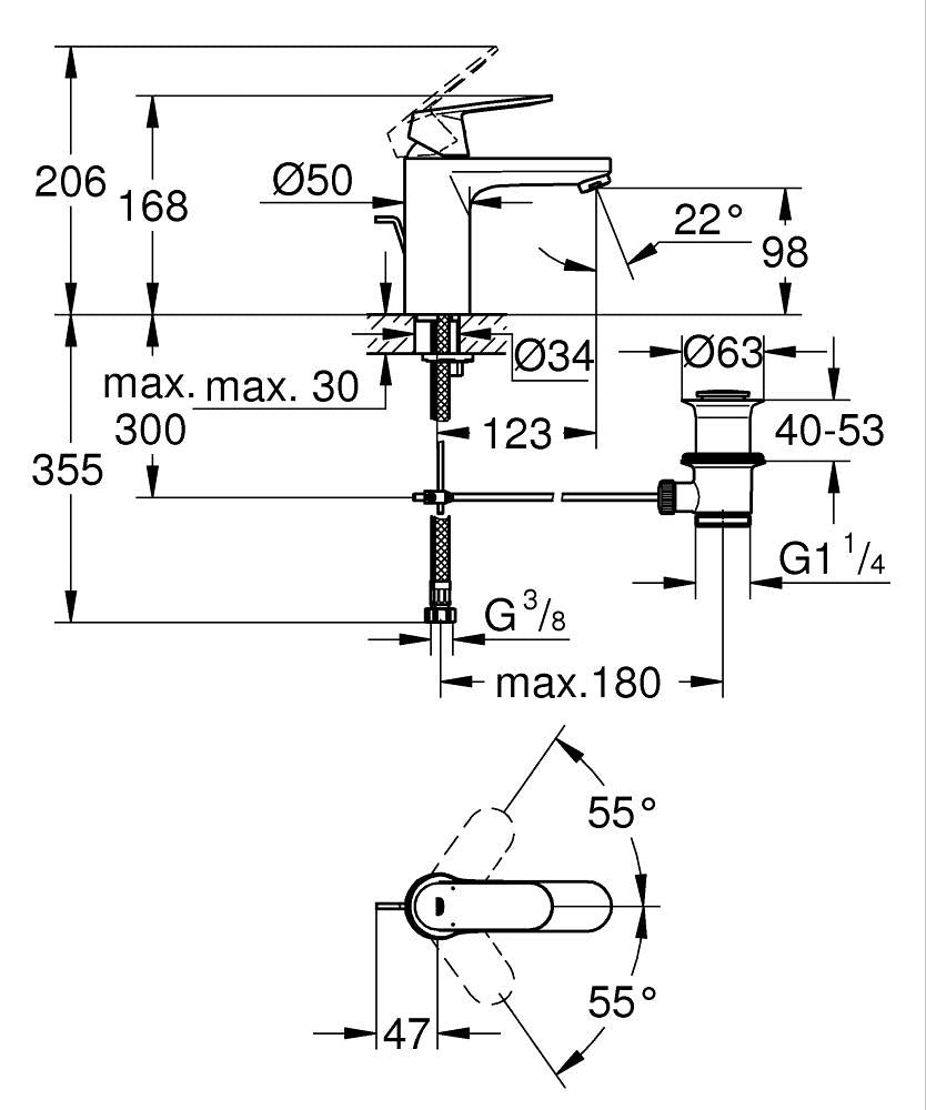 Grohe Eurosmart Cosmopolitan Wastafelkraan 1/2″ M-Size Chroom