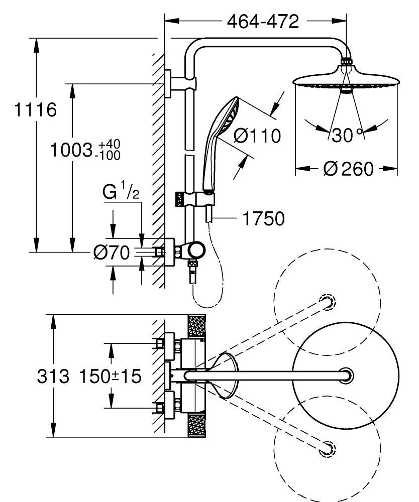 Grohe Euphoria Douchesysteem Hoofddouche Chroom