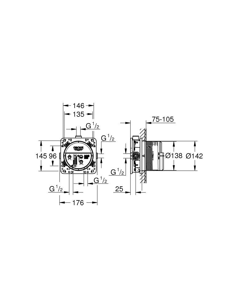 Grohe Rapido Smartbox Universele Inbouwbox, 1/2″