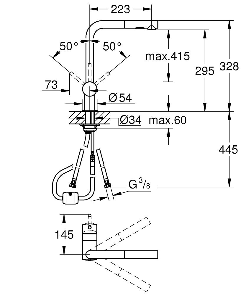 Grohe Minta Uittrekbare Keukenkraan Chroom