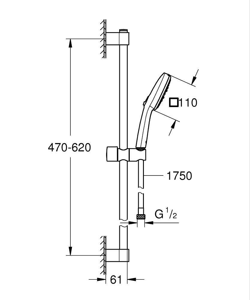Grohe Tempesta Cube 110 Doucheset 3 Straalsoorten Chroom