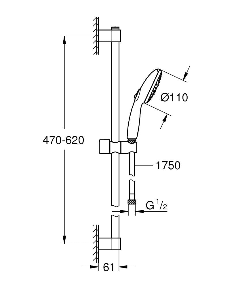 Grohe Tempesta 110 Doucheset 3 Straalsoorten Chroom