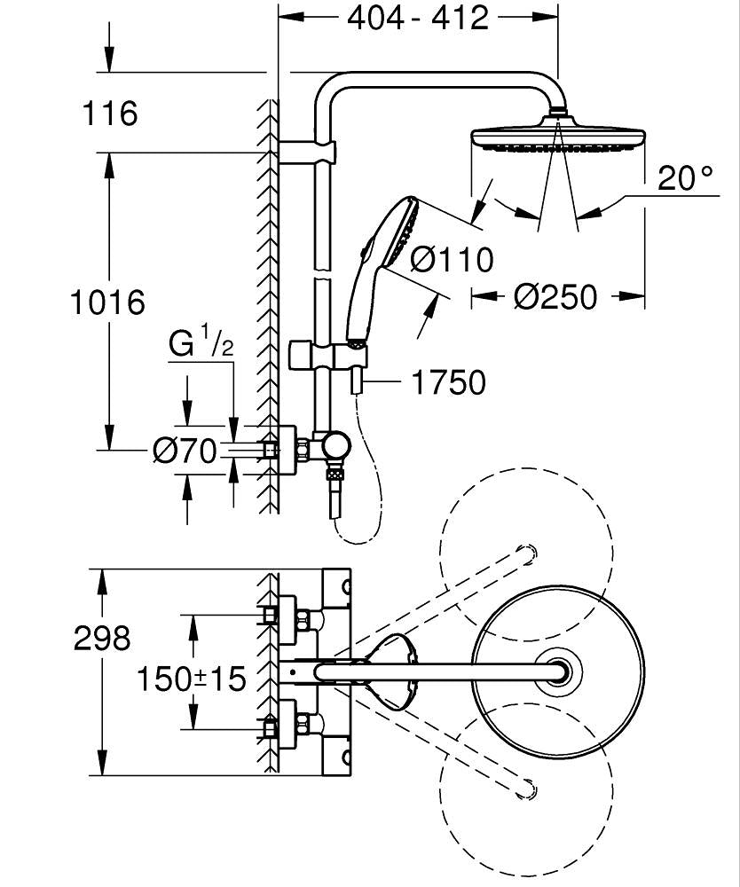 Grohe Tempesta 250 Douchesysteem Rond Chroom