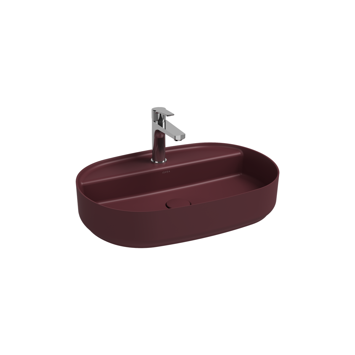 Isvea Infinity Wastafel 60 Cm, Rustiek Bordeauxrood