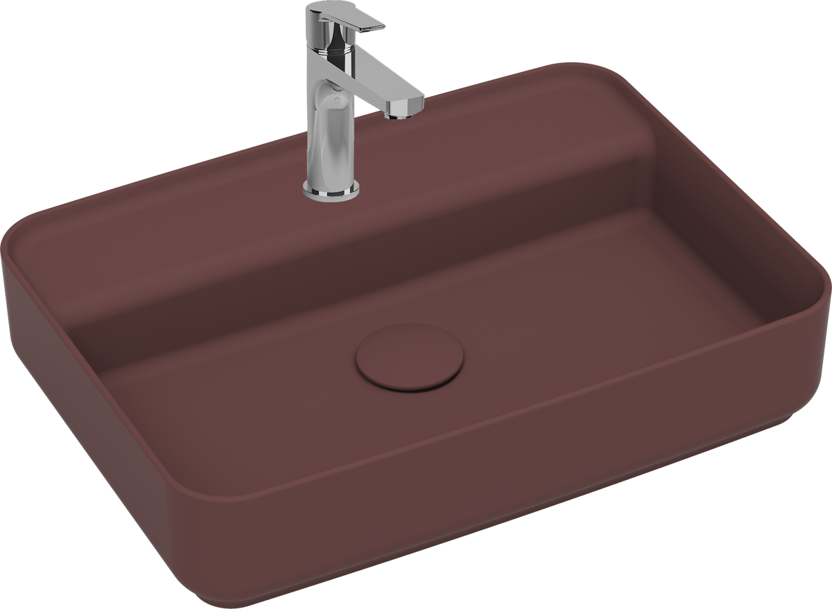 Isvea Infinity Wastafel 55 Cm, Rustiek Bordeauxrood