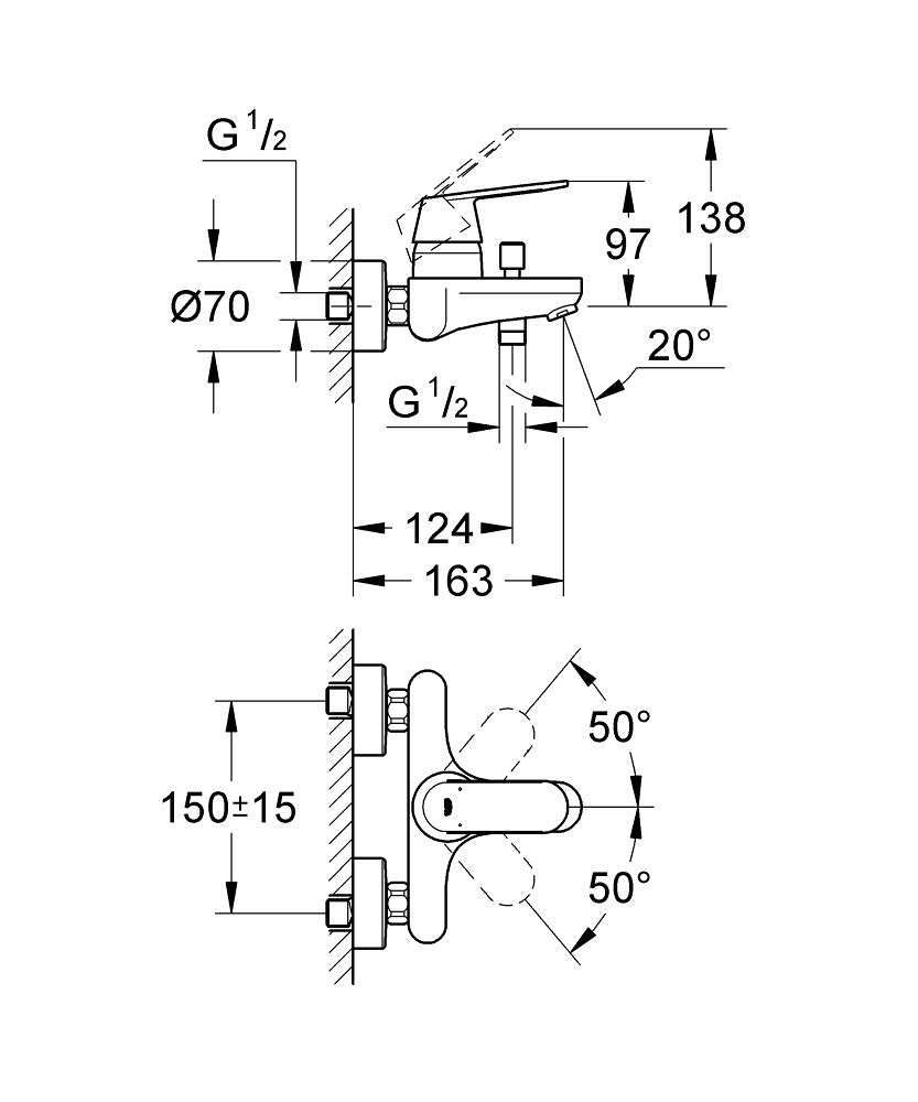 Grohe Eurosmart Cosmopolitan Eengreeps Bad-/Douchekraan 1/2″ Chroom
