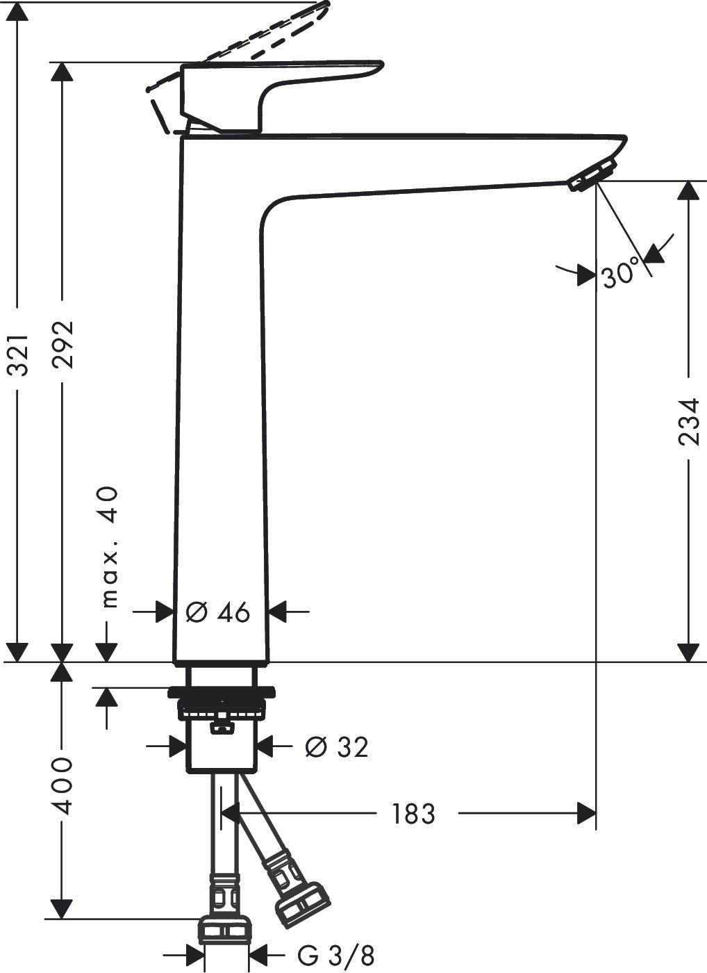 Hansgrohe Talis E240 Verhoogde Wastafelkraan