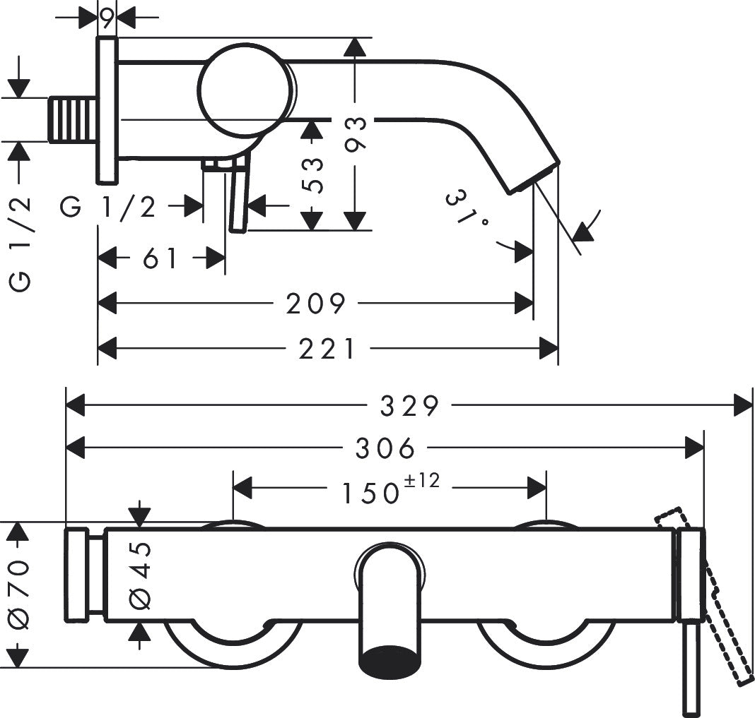 Hansgrohe Tecturis Badkraan Opbouw Chroom