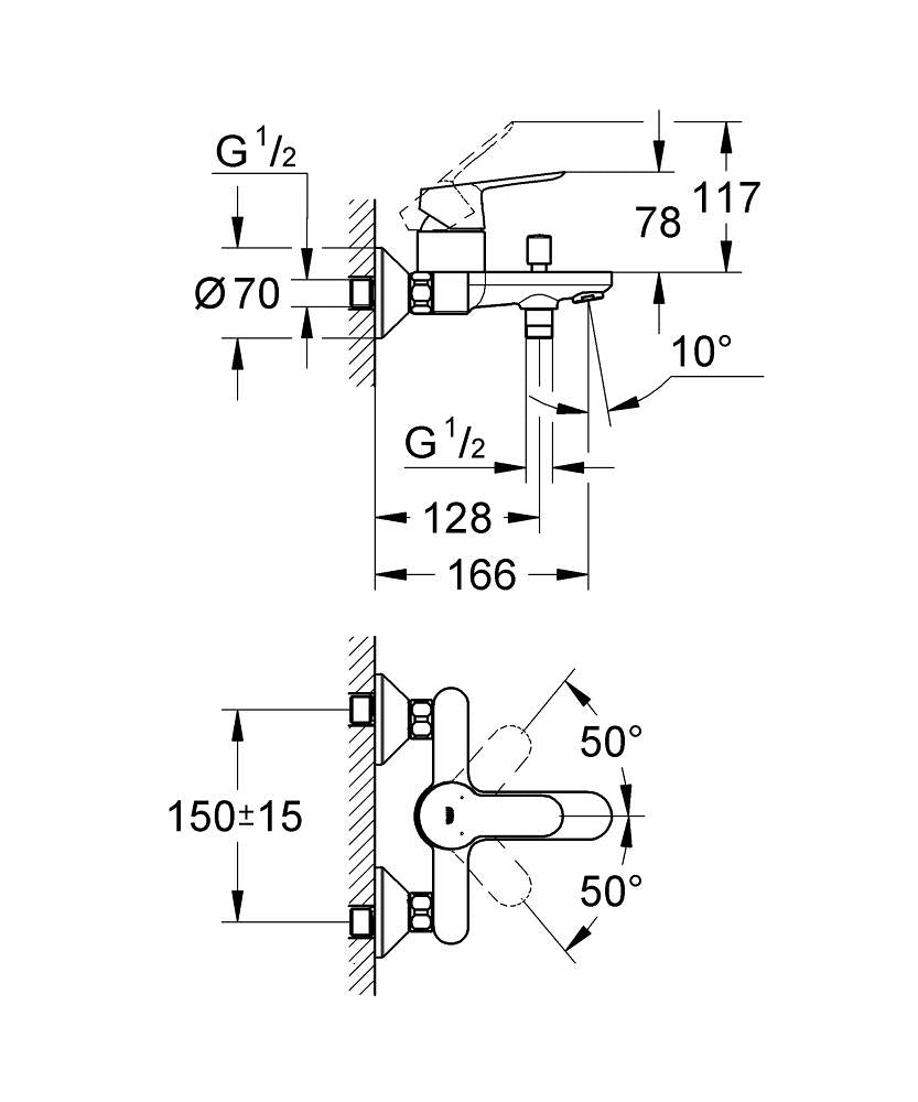 Grohe Bauedge Badmengkraan Chroom