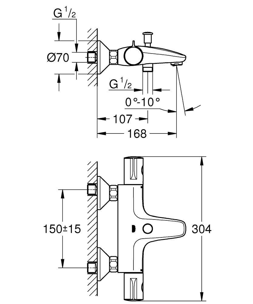 Grohe Grohtherm 800 Thermostatische Bad-/Douchekraan 1/2″ Chroom