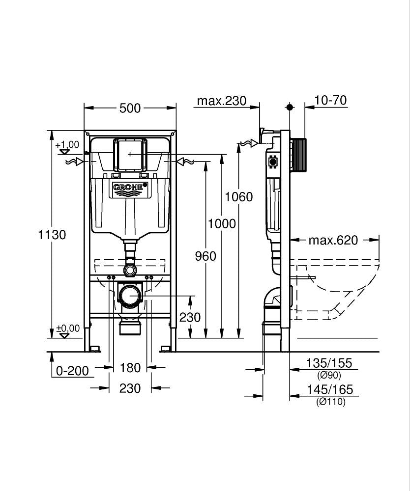 Grohe Rapid Sl Wc Met Wandbevestiging Z. Isolatiemat