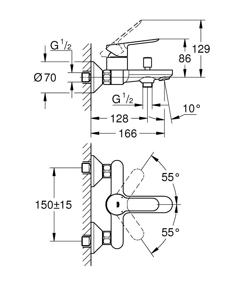 Grohe Bauedge Enkelvoudige Badkraan 1/2″ Chroom