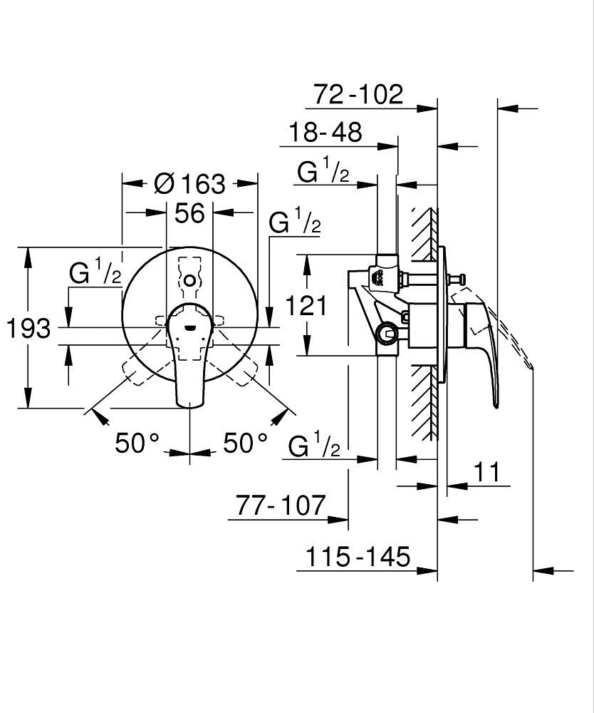 Grohe Eurosmart Inbouw Eengreeps Bad-/Douchekraan 1/2″ Chroom