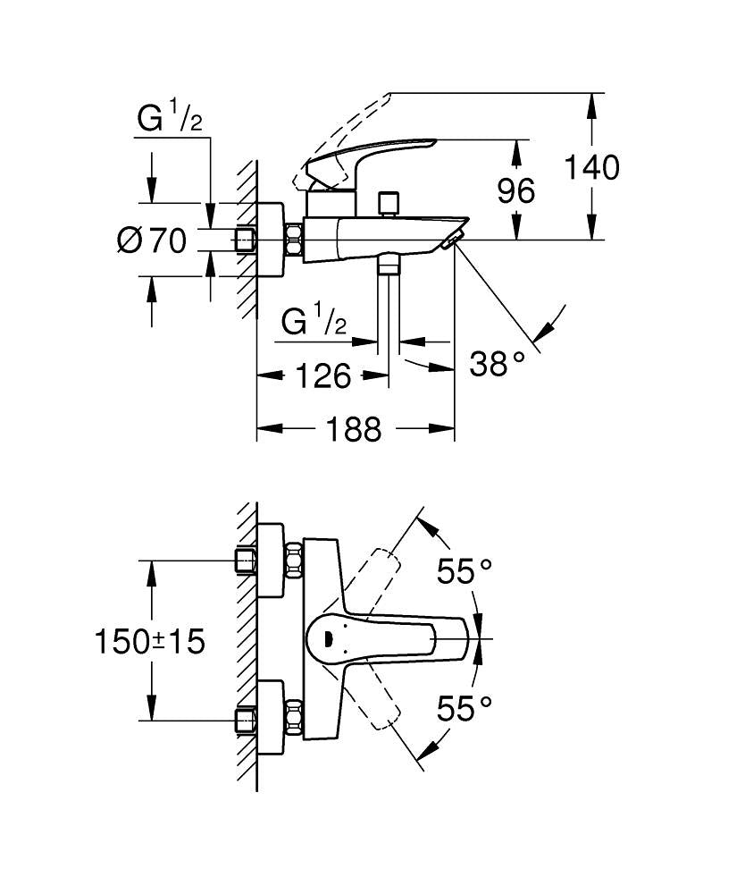 Grohe Eurosmart Badkraan Chroom