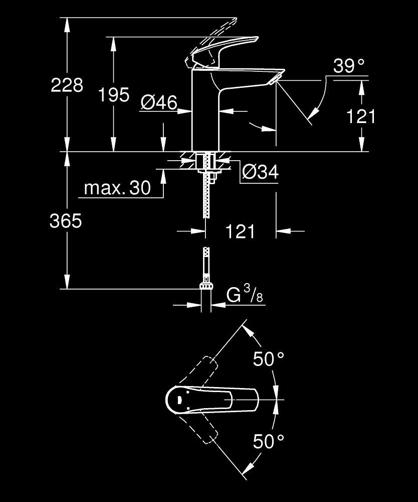 Grohe Eurosmart Wastafelkraan 1/2″ M-Size Chroom