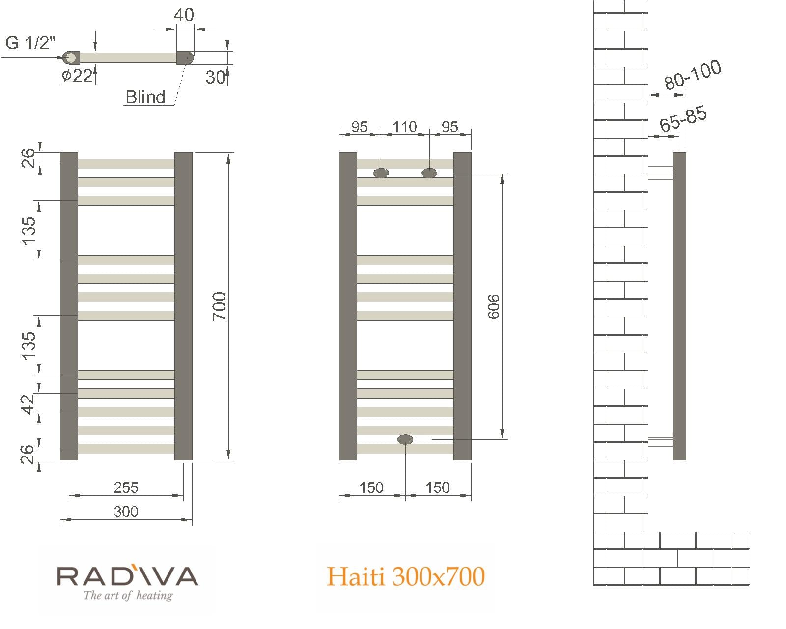 Radiva Haiti Radiator 300 X 700 Mm - Chroom