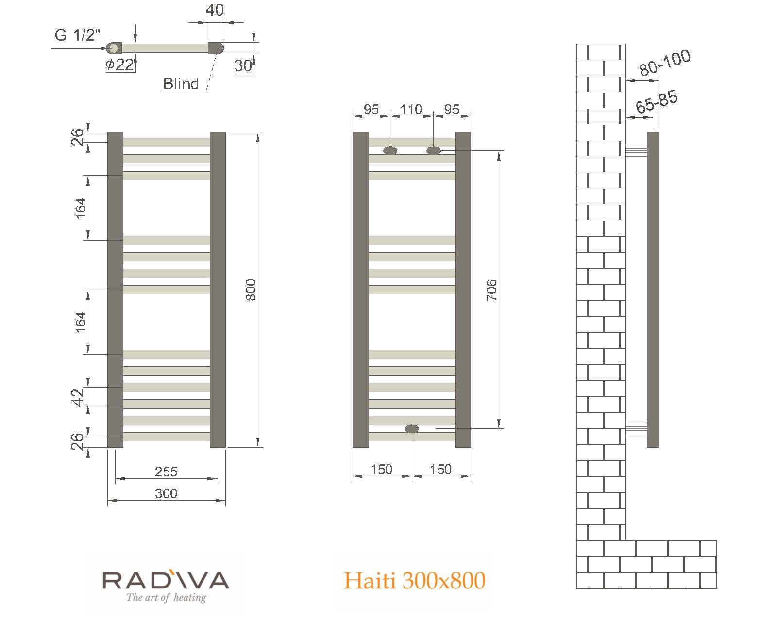 Radiva Haiti Radiator 300 X 800 Mm