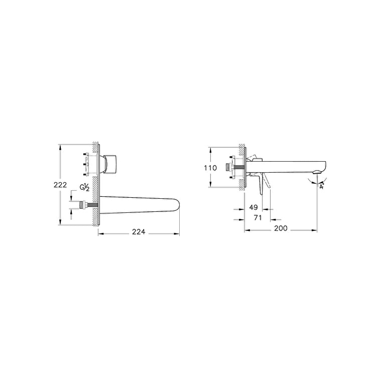 VitrA Flow Soft Inbouwwastafelkraan, Mat Zwart