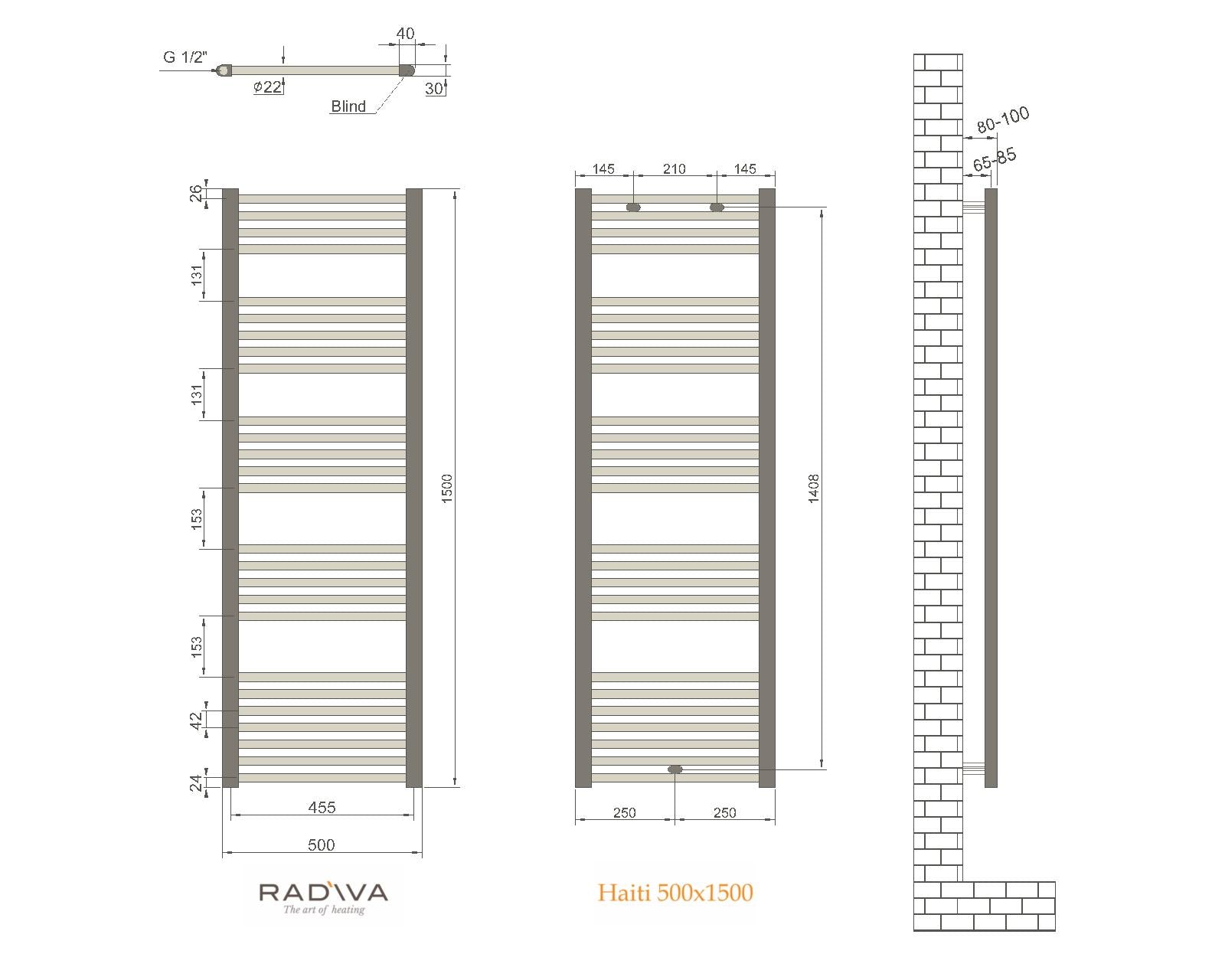 Radiva Haiti Radiator 500 X 1500 Mm