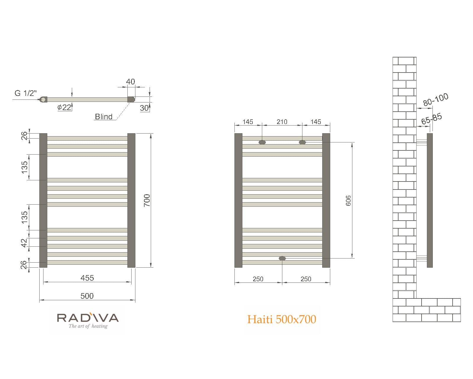 Radiva Haiti Radiator 500 X 700 Mm - Chroom