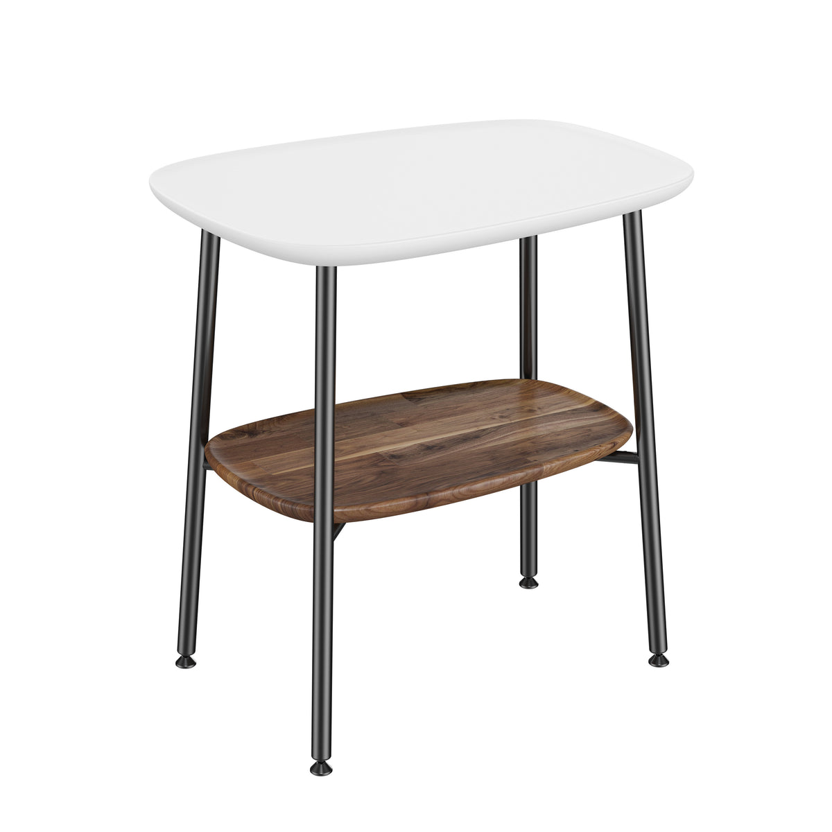 Vitra Plural Bijzettafel, 55 cm, Wit, Donker Eiken