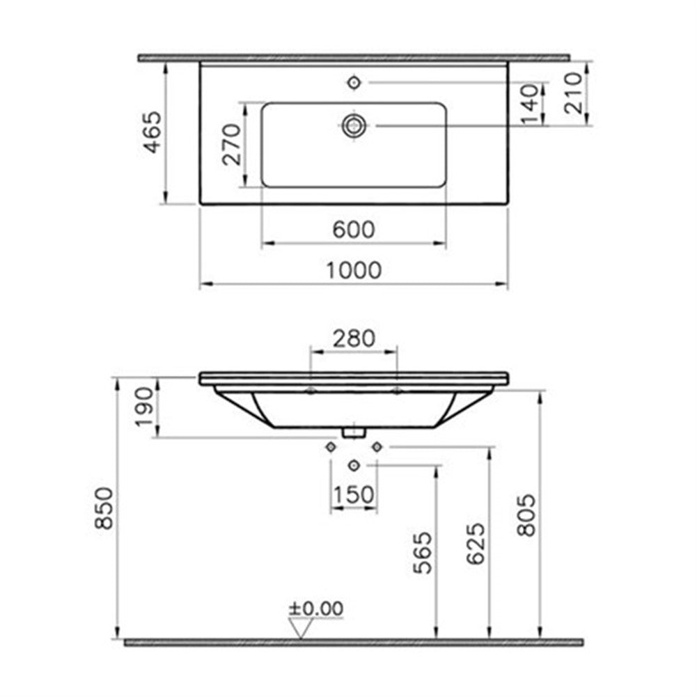 VitrA S50 Möbelwaschtisch, 100 cm