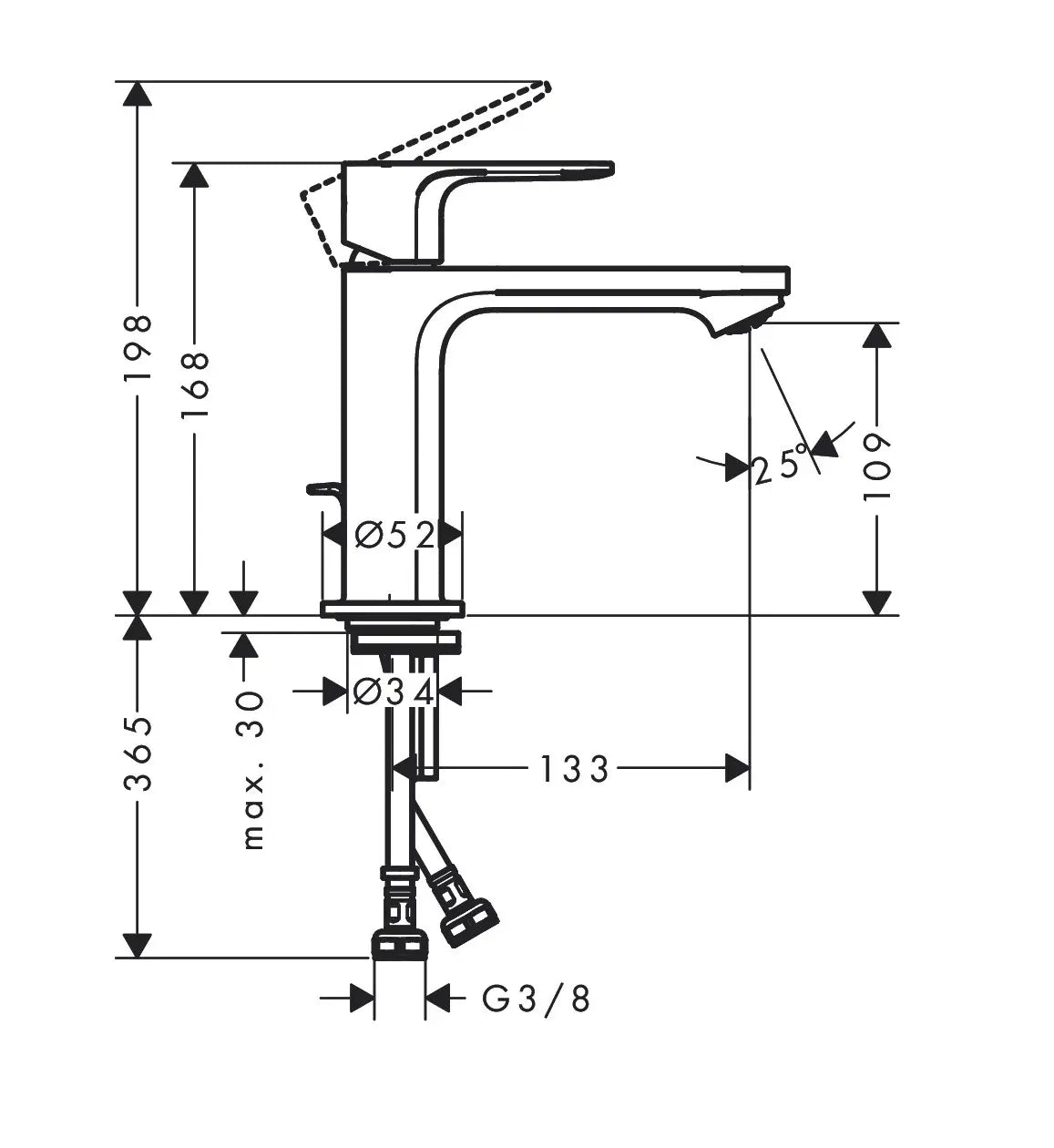 Hansgrohe Rebris S 1-Gats Wastafelkraan 110 Coolstart Mat Zwart