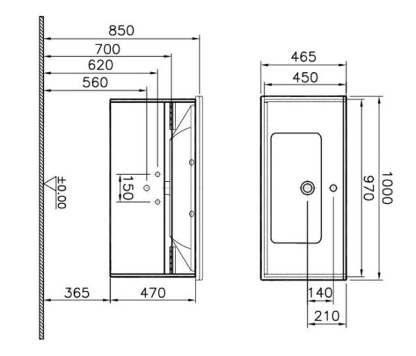 VitrA S50+ Badezimmer-Waschtischunterschrank 100 cm, Anthrazit glänzend