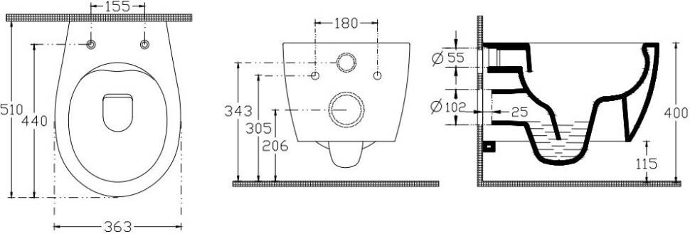 Isvea Sentimenti Neo Wandcloset Inc. Wc Bril, Terracotta, Zonder Bidet