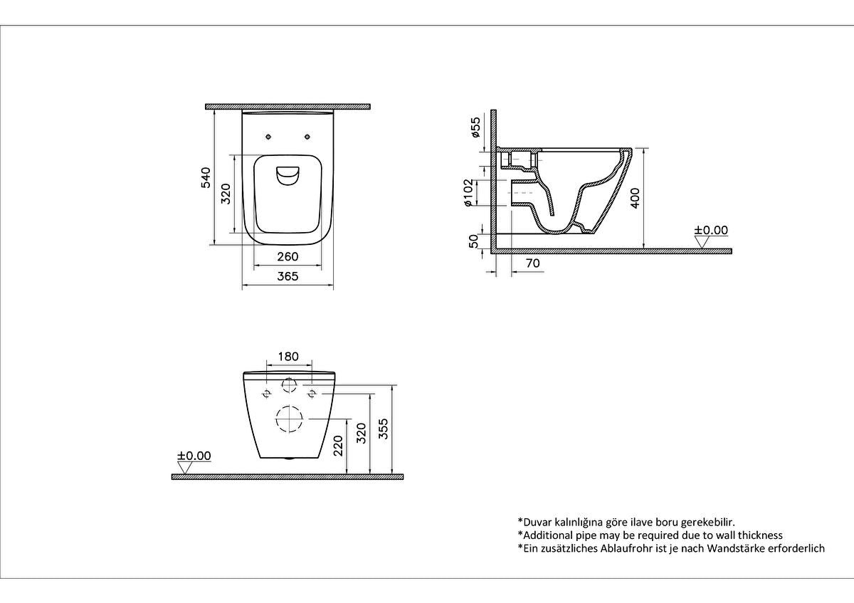Vitra Integra Square Rim-Ex Wandcloset Inc. Wc Bril