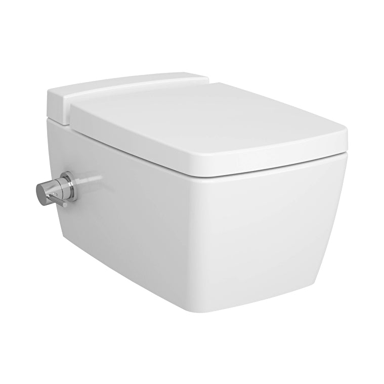 VitrA Metropole Rim-ex Wall-Hung Toilet with Integrated Thermostatic Bidet Tap and Detergent Compartment, White