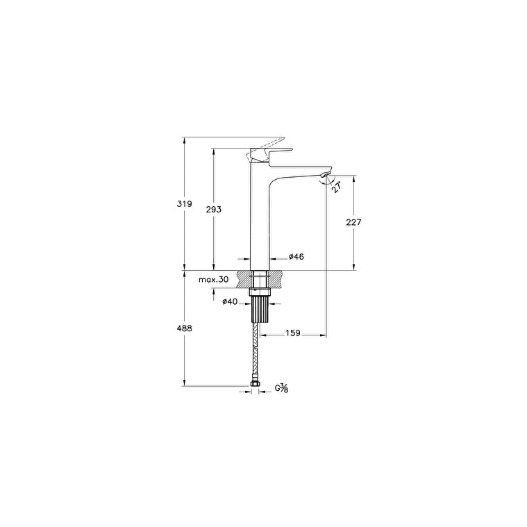 VitrA Flow Soft Wastafelkraan, Hoog, Chroom