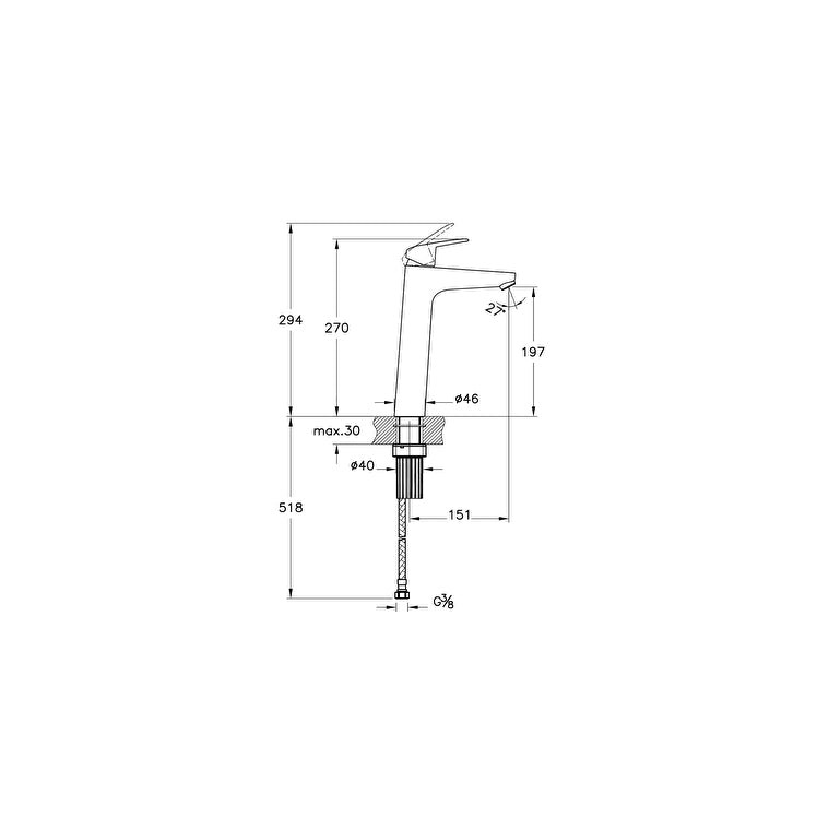 VitrA Flow Round Waschtischarmatur, hoch, Chrom