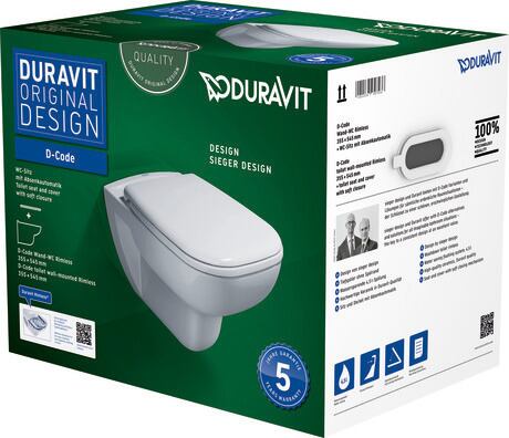 Duravit D-Code Pack Wand-WC mit Softclose-Sitz Weiß