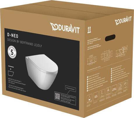 Duravit D-Neo Wand-WC mit WC-Sitz 37x54x40 cm Weiß Hochglanz