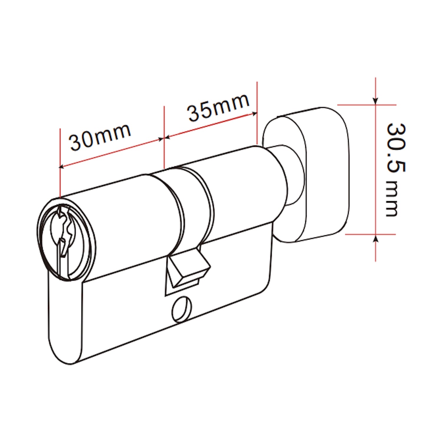 Dutchline - Knopcilinder 30X35 - Rvs