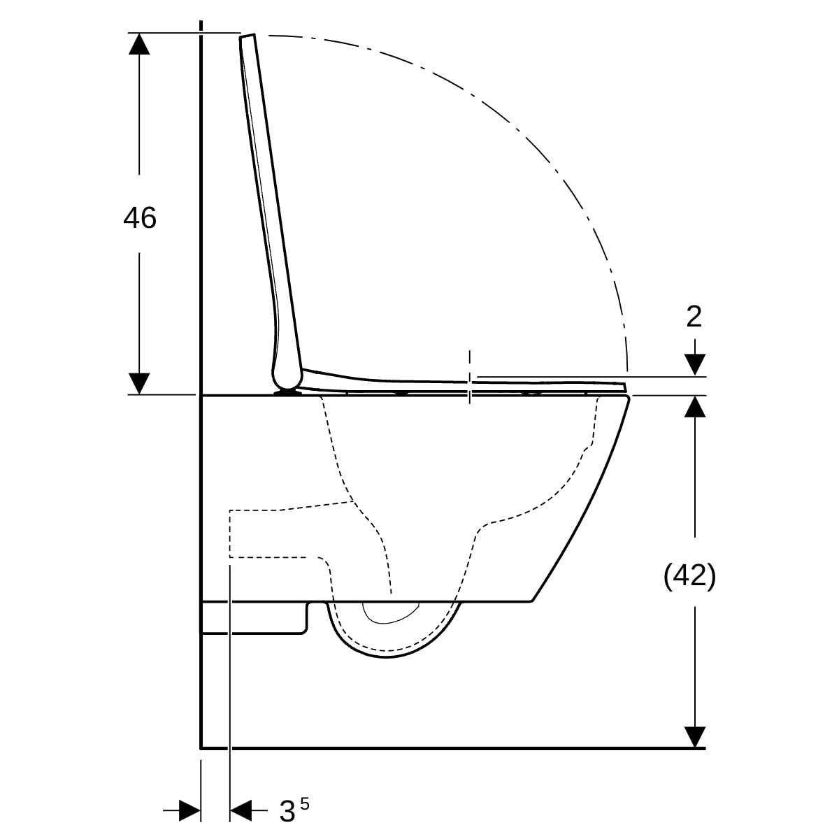 Geberit Smyle Square Rimfree Wandclosetset - Rimfree - Met Bidet - Wit
