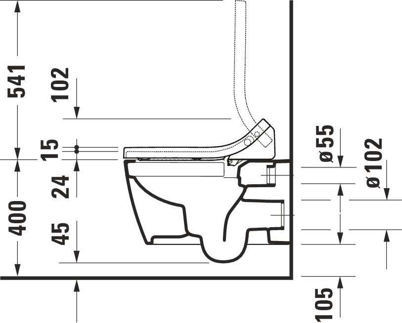Duravit Me By Starck Douche Wc Diepspoel Spoelrandloos Met Verdekte Bevestiging 37X57Cm Incl. Douchewc Closetzitting Slim Sensowash Wit