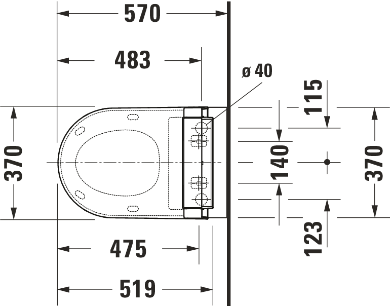 Duravit Me By Starck Douche Wc Diepspoel Spoelrandloos Met Verdekte Bevestiging 37X57Cm Incl. Douchewc Closetzitting Slim Sensowash Wit