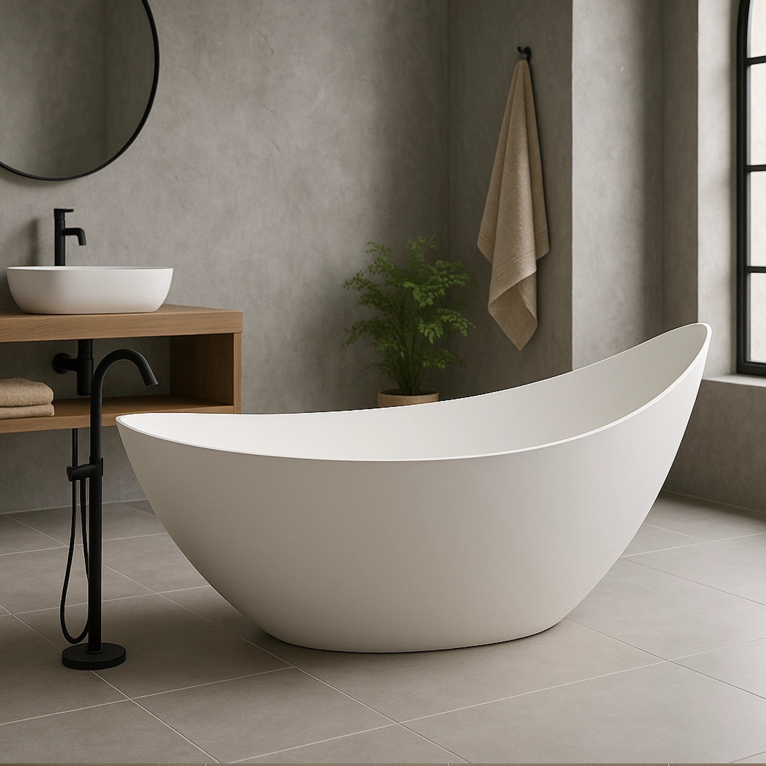 Dutchline Antio Solid Surface Vrijstaand Bad - Mat Wit - 1880*780*930