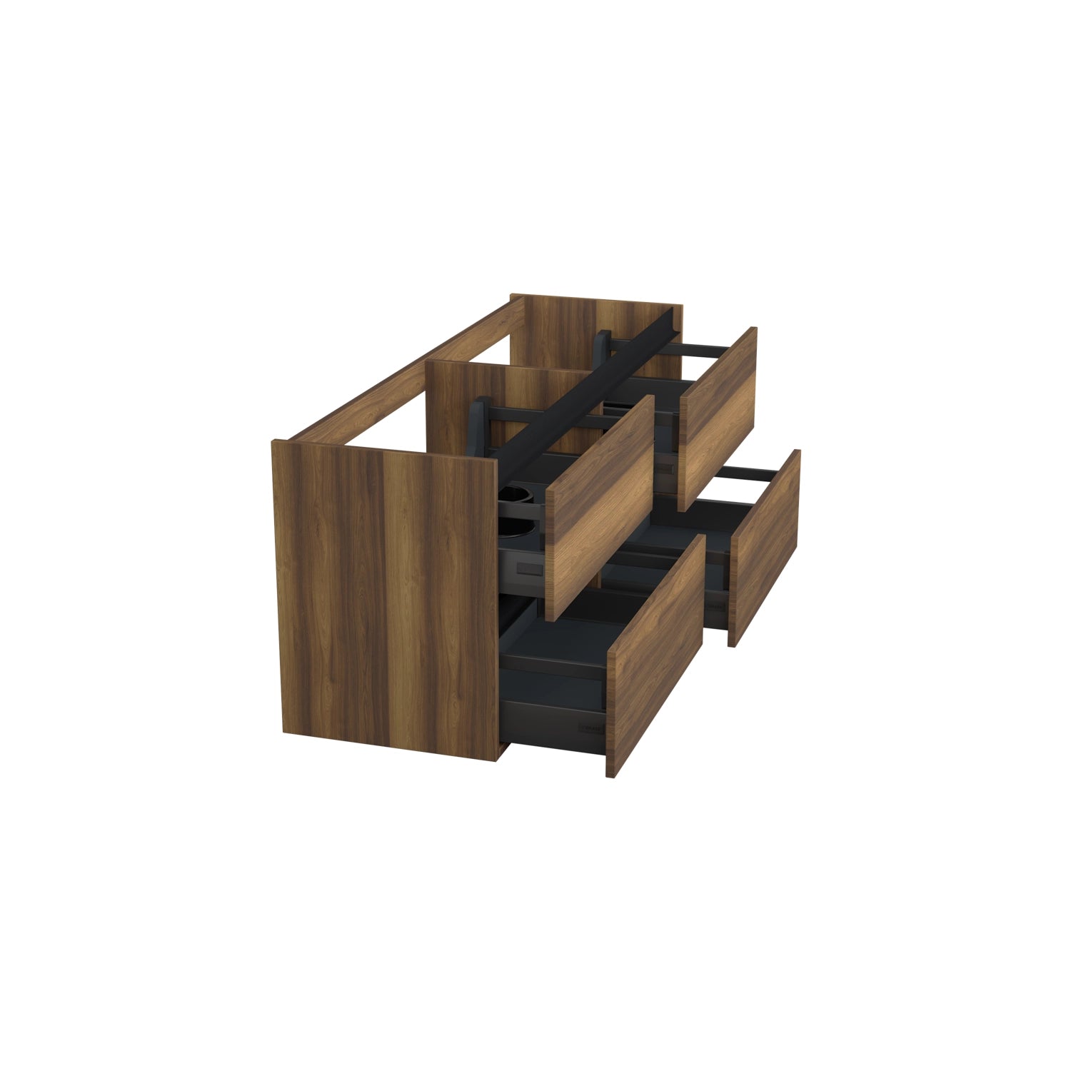 Dutchline Badmeubel Onderkast - Hamilton - 140X46Cm - 4 Lades - 2 Uitsparingen