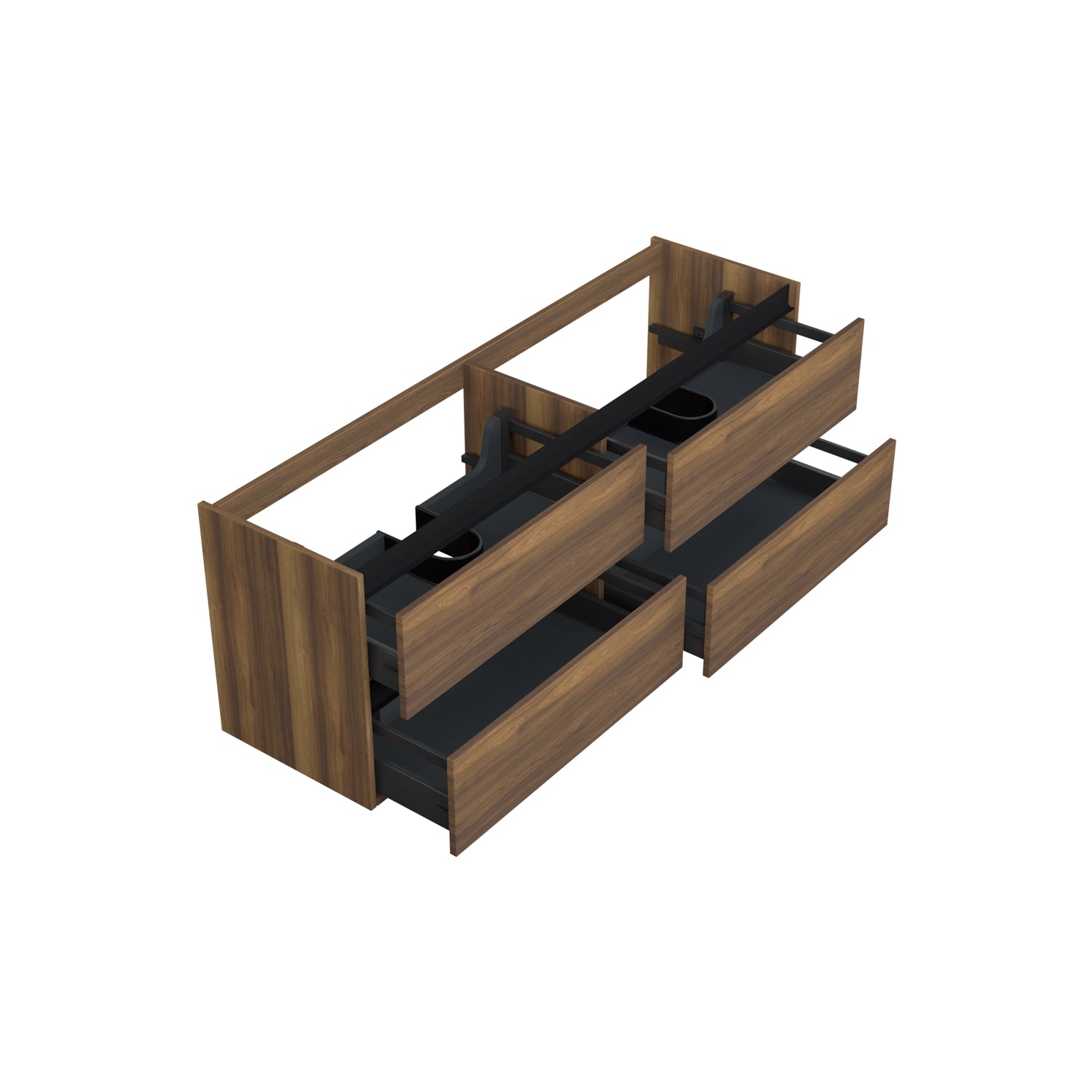 Dutchline Badmeubel Onderkast - Hamilton - 160X46Cm - 4 Lades - 2 Uitsparingen