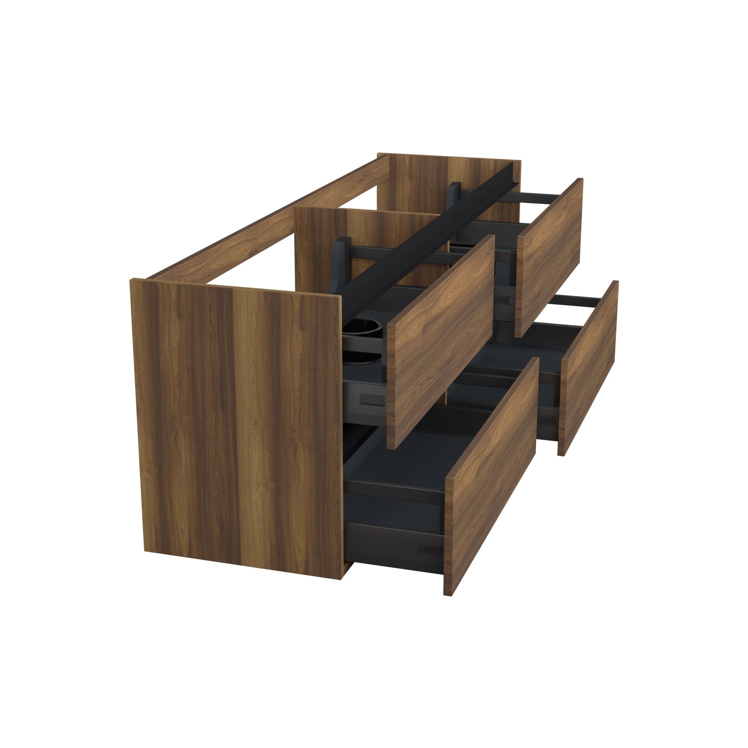 Dutchline Badmeubel Onderkast - Hamilton - 200X46Cm - 4 Lades - 2 Uitsparingen
