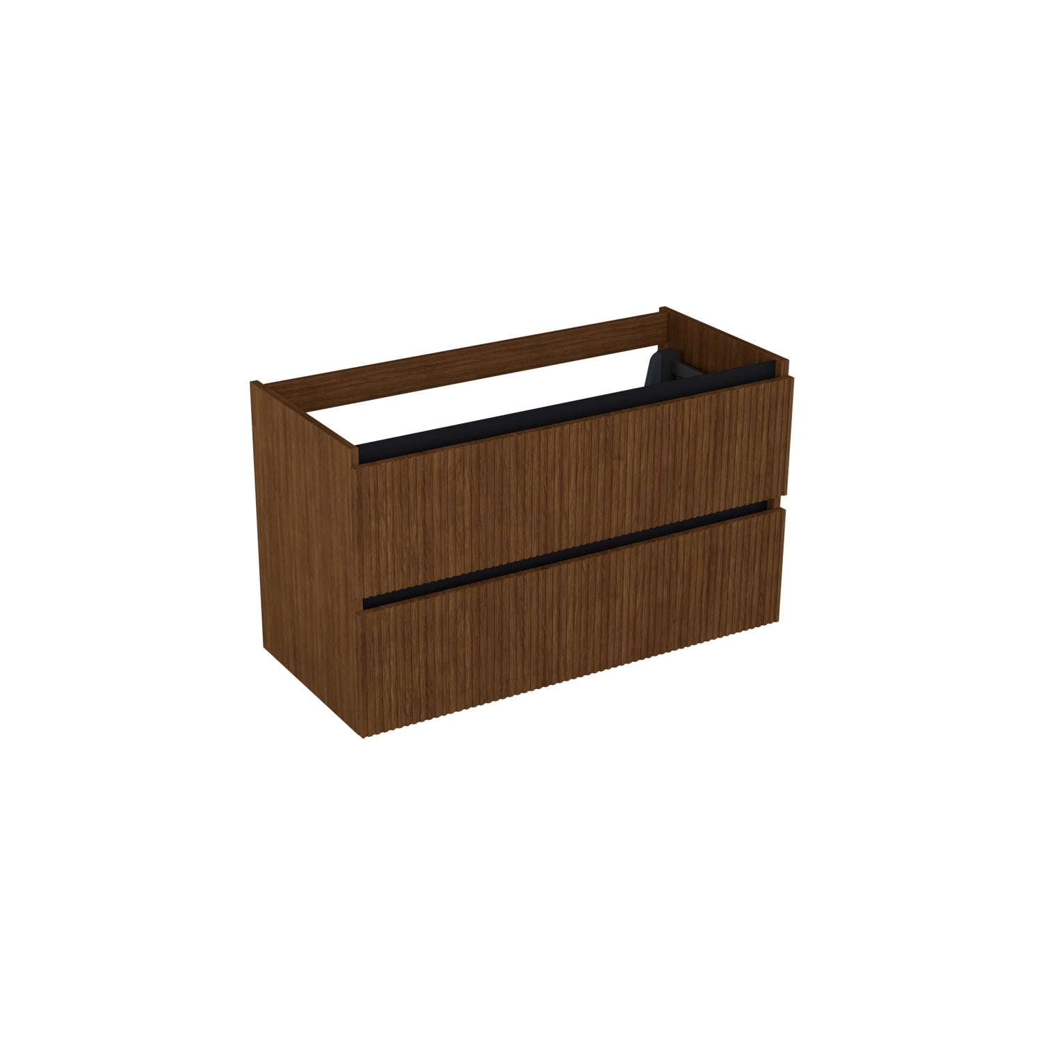 Dutchline Badmeubel Onderkast - Line Walnoot - 100X46Cm - 2 Lades - 1 Uitsparing